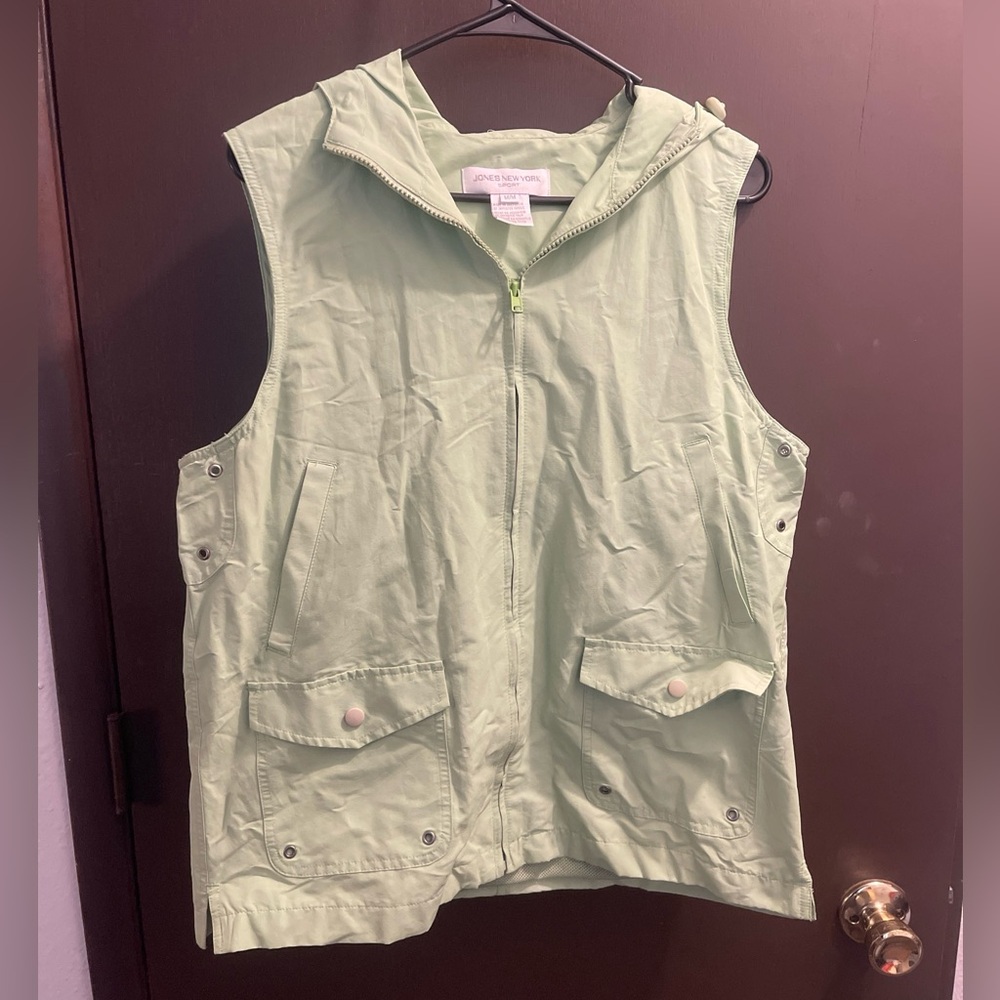 Women's Sleeveless Jacket Jones New York Sport Green Casual & Active Wear Size M